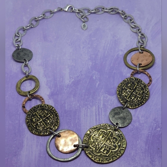 Jade & Jasper Circular Textured Necklace - Picture 2 of 5